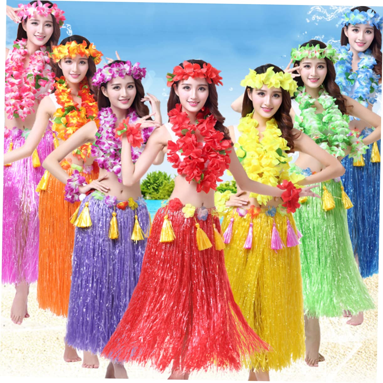 Healvian Juego de 8 Piezas Faldar de Hierba Gruesa Púrpura para Disfraz Hawaiano, Resistente y Decorativo Guirnalda Floral, Adecuado para Fiestas de Disfraces y Luau