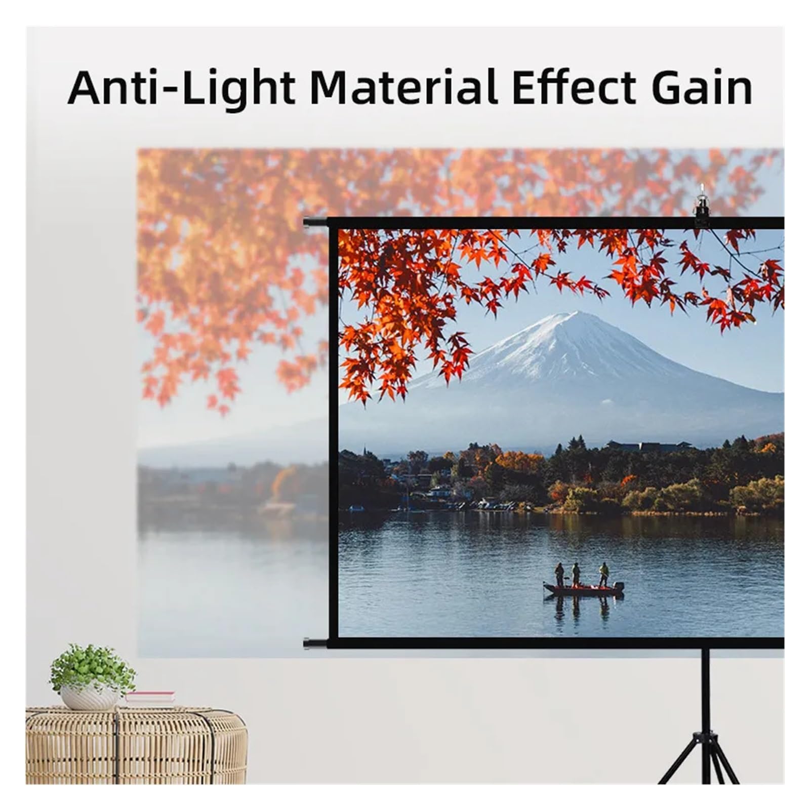 Ekran projekcyjny, Ekran projekcyjny ze stojakiem szary anty-lekki 60 84 100 120 cali do kina domowego zewnętrzny ekran projektora 4K HD z uchwytem(100 inch)