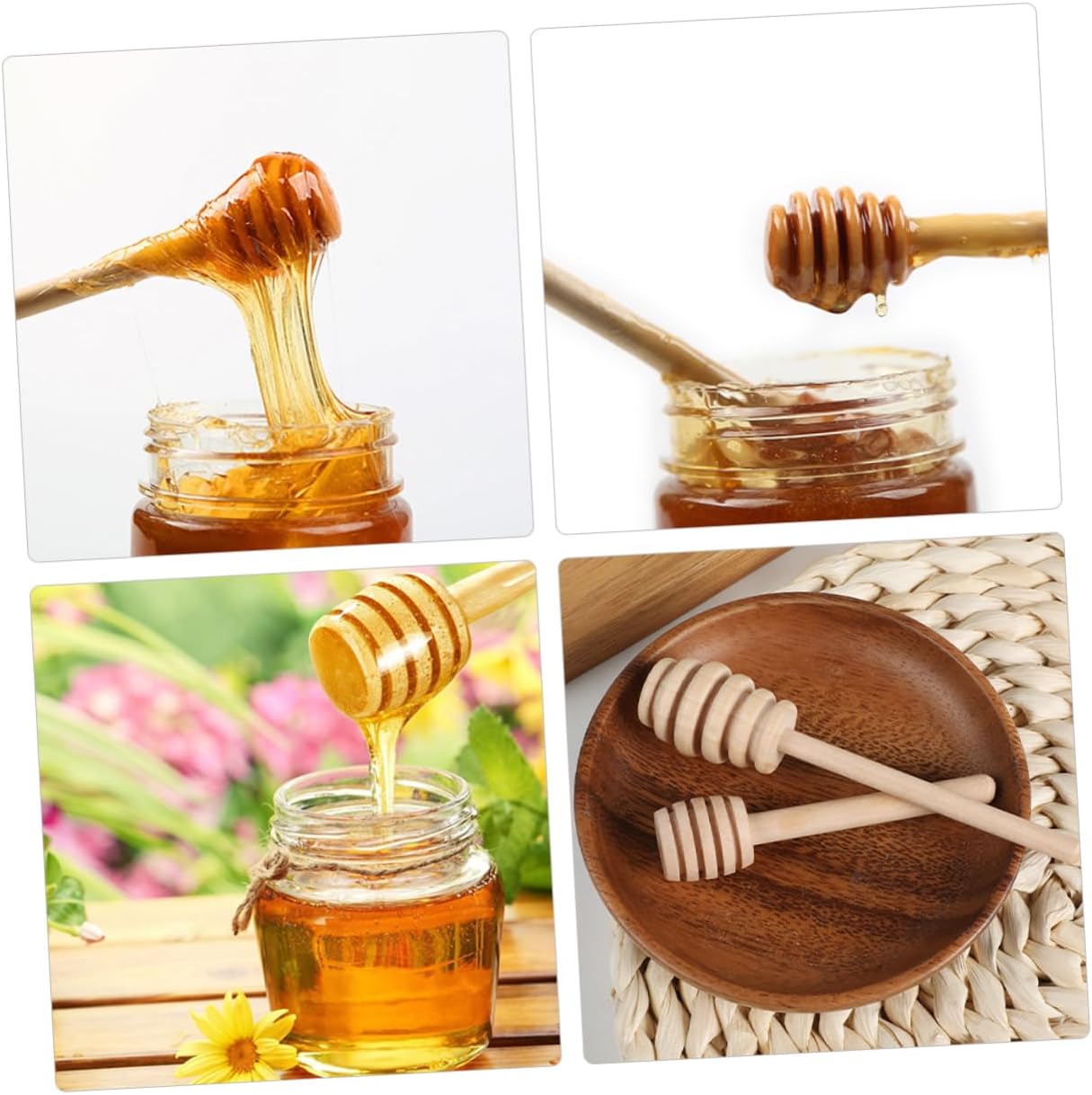 40pcs Wooden Honey Dipper Sticks for Honey Jar Stirring image 3