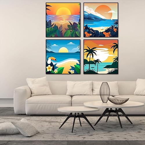 Miniatura 4 de AOSGEDY Paquete de 6 pinturas por números, pintura por números para adultos y niños principiantes, pintura para adultos por número, pintura al óleo