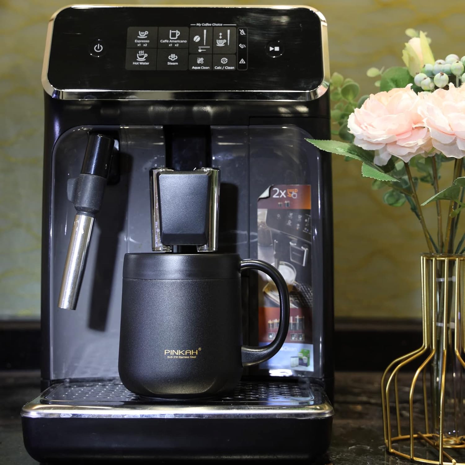 16OZ Stainless Steel Insulated Coffee Mug with Handle, Double Wall Vacuum Tumbler Cup with 2 Lids, Thermal Coffee Cup - Image 4