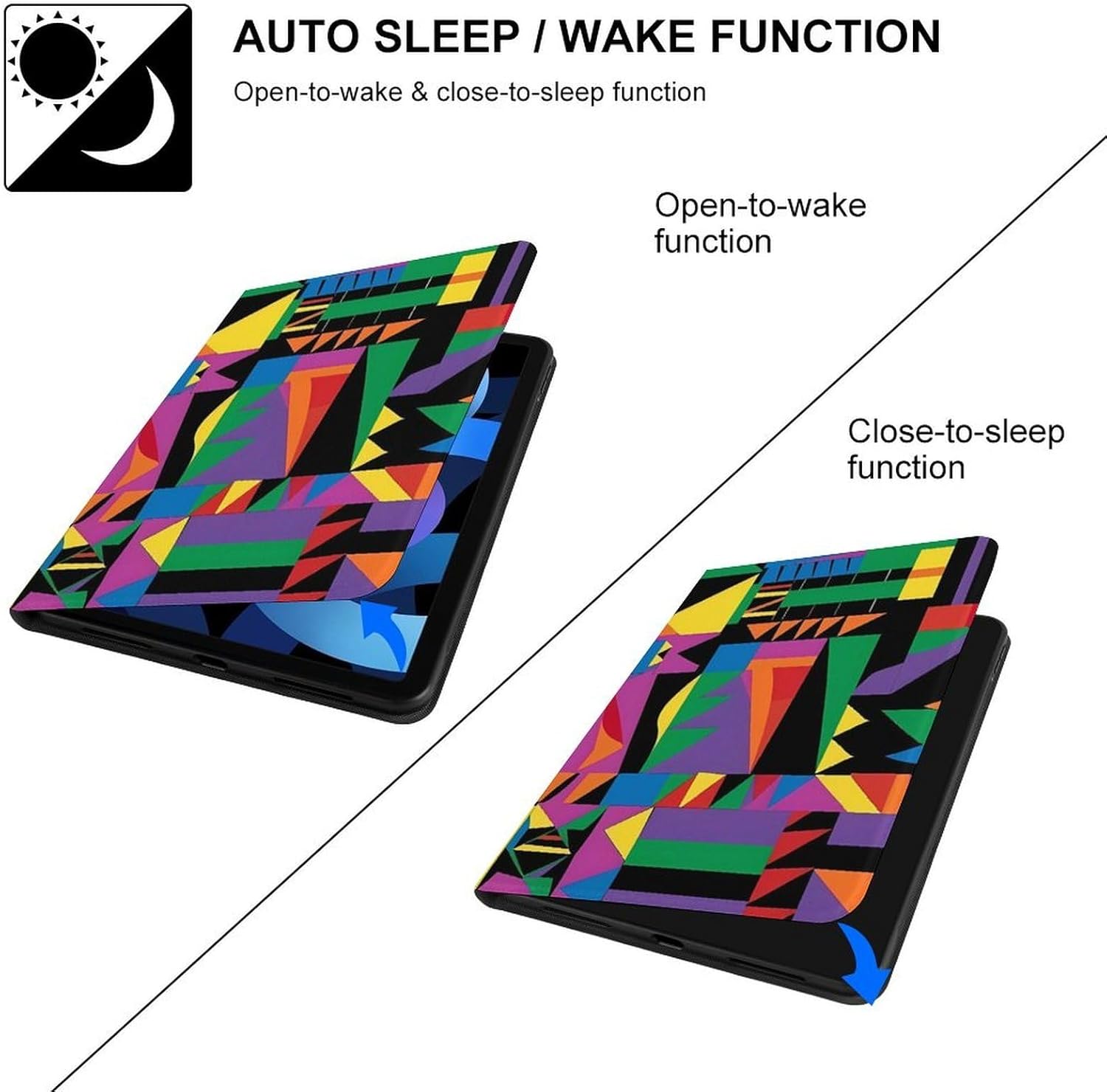 African Geometric Printed Case Trifold Stand Protective Cover Compatible with ipad Air5/air4 (10.9in) /ipad Pro 2018(11in)