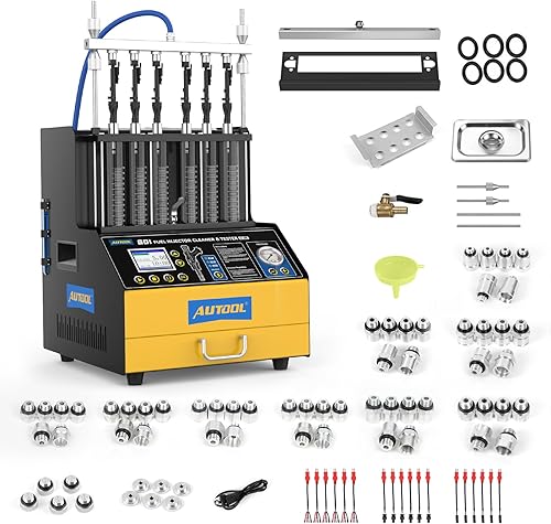 Miniatura 1 de AUTOOL Limpiador de inyector de combustible y máquina probadora, limpiador ultrasónico de inyección de combustible de 6 cilindros para GDI, EFI,