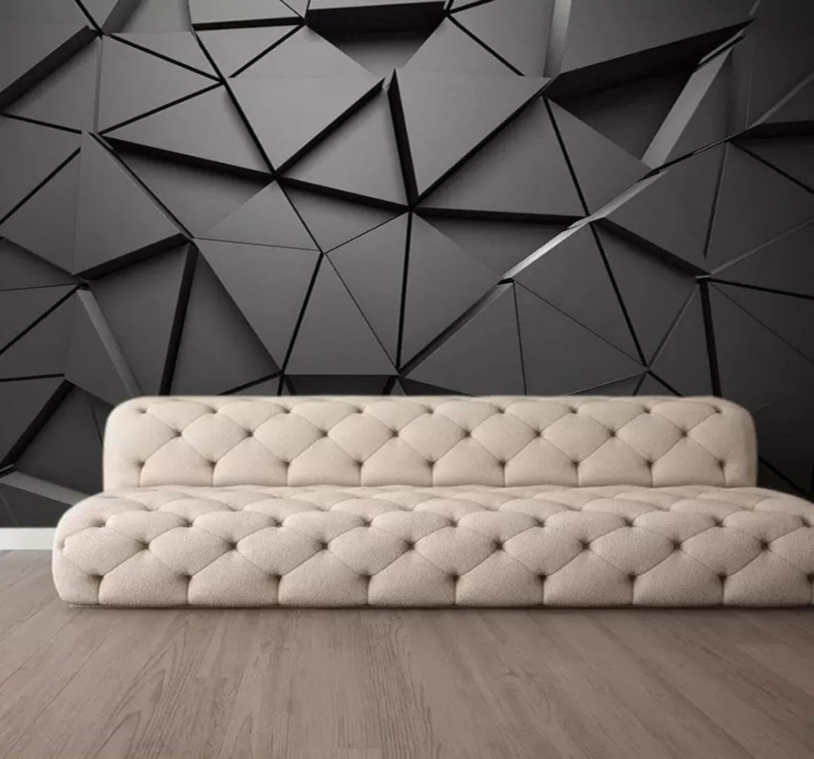 XLMING Abstract Creative Black Geometric Triangles 3D Wallpaper Luxury Home Dining Decor Paste Sofa Living Room The Wall for Bedroom Mural-430cm×300cm
