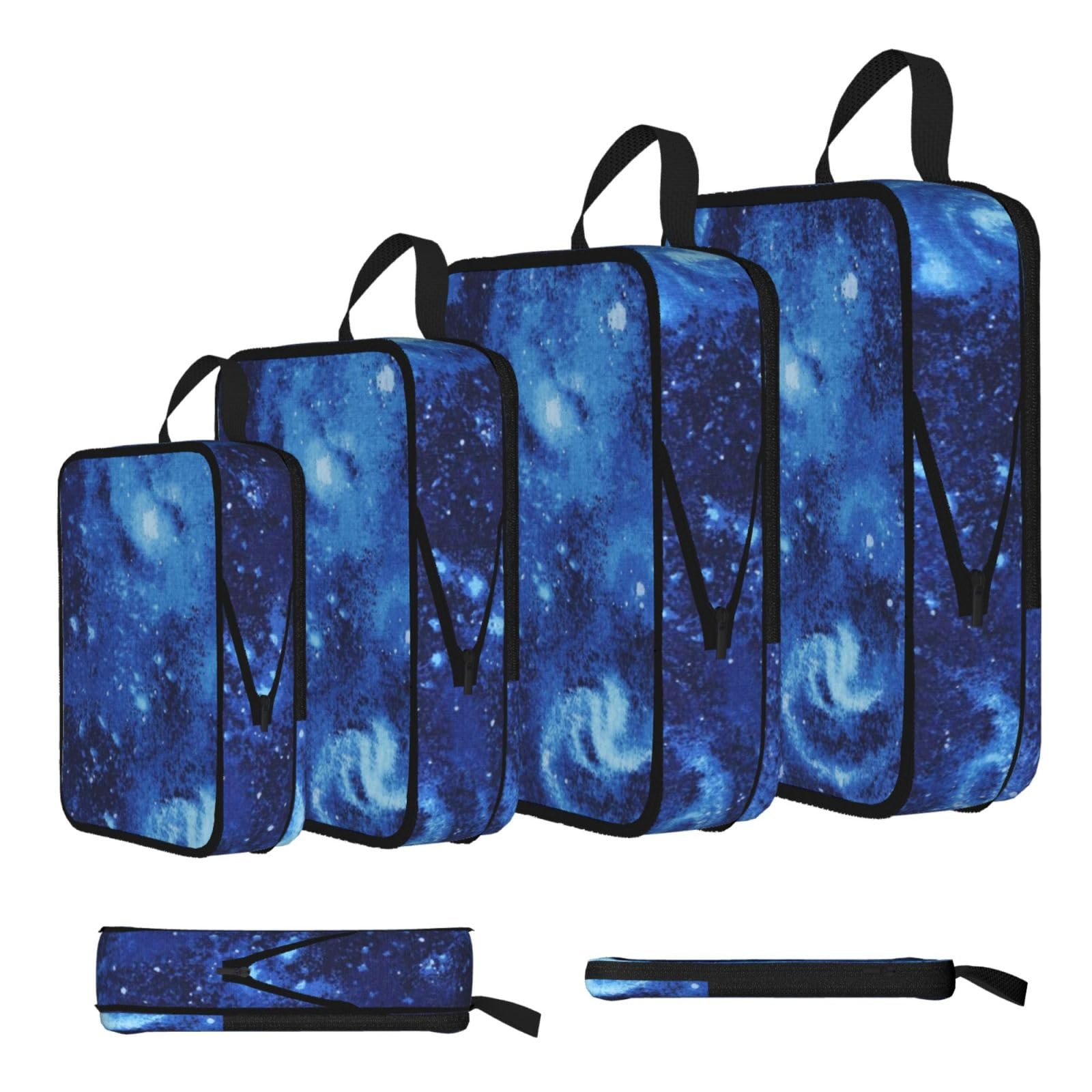 Blue Universe Space Galaxy Print 4 Set Compression Packing Cubes For Suitcases,Expandable Storage Bags Organizers