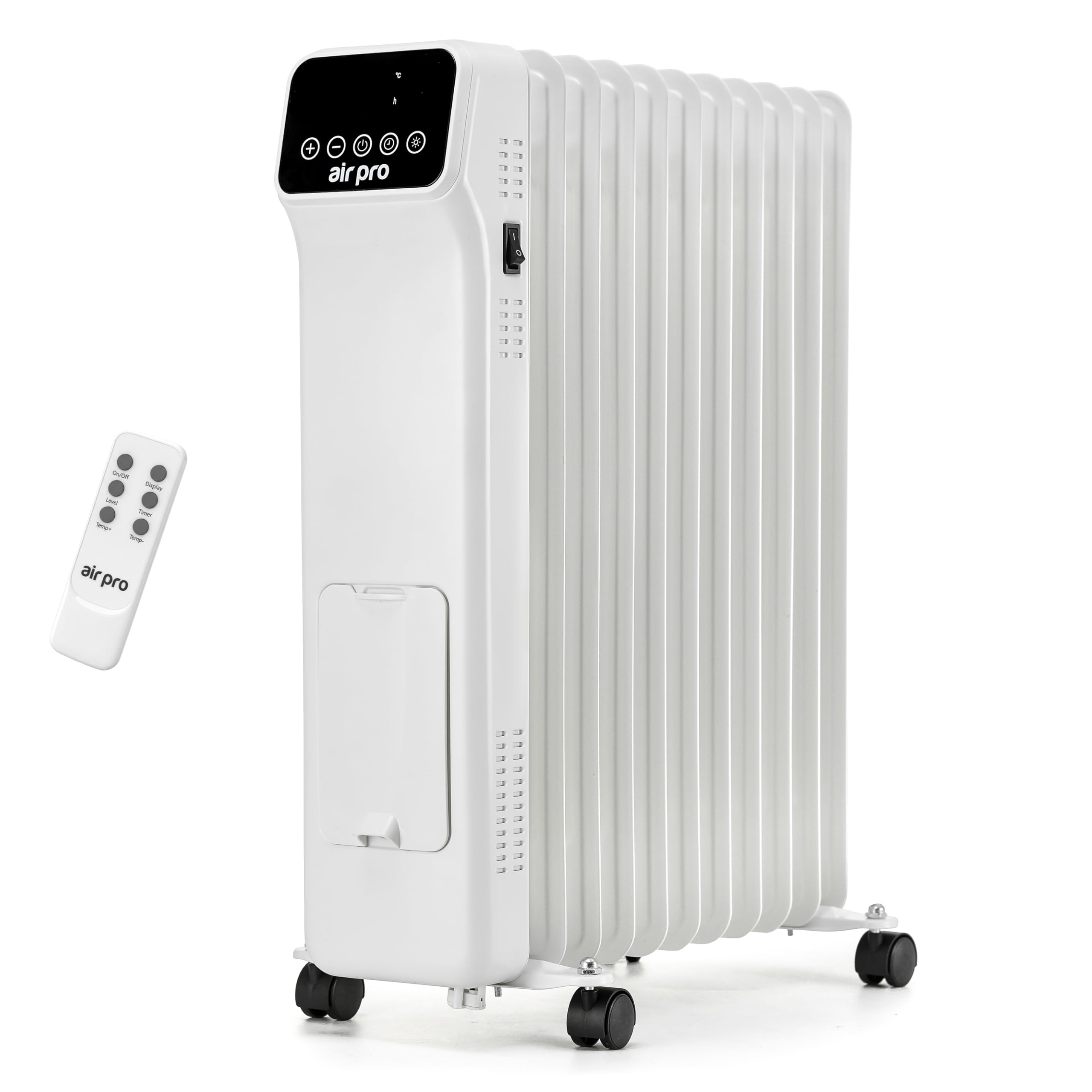 Air Pro Oil Filled Radiator 2500W with Thermostat, 9 Hour Timer, Remote Control – 11 Fin Portable Electric Heater Overheat & Tip-Over Protection Quiet for Home, Office and Any Room Radiator on Wheels