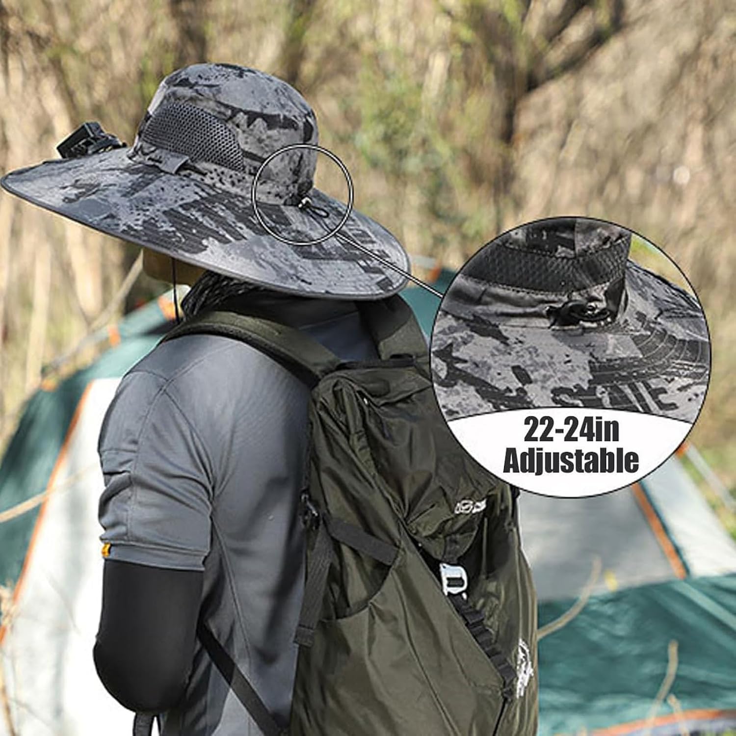 Wide Brim Solar Fan Outdoor Fishing Hat-Solar & USB Charging