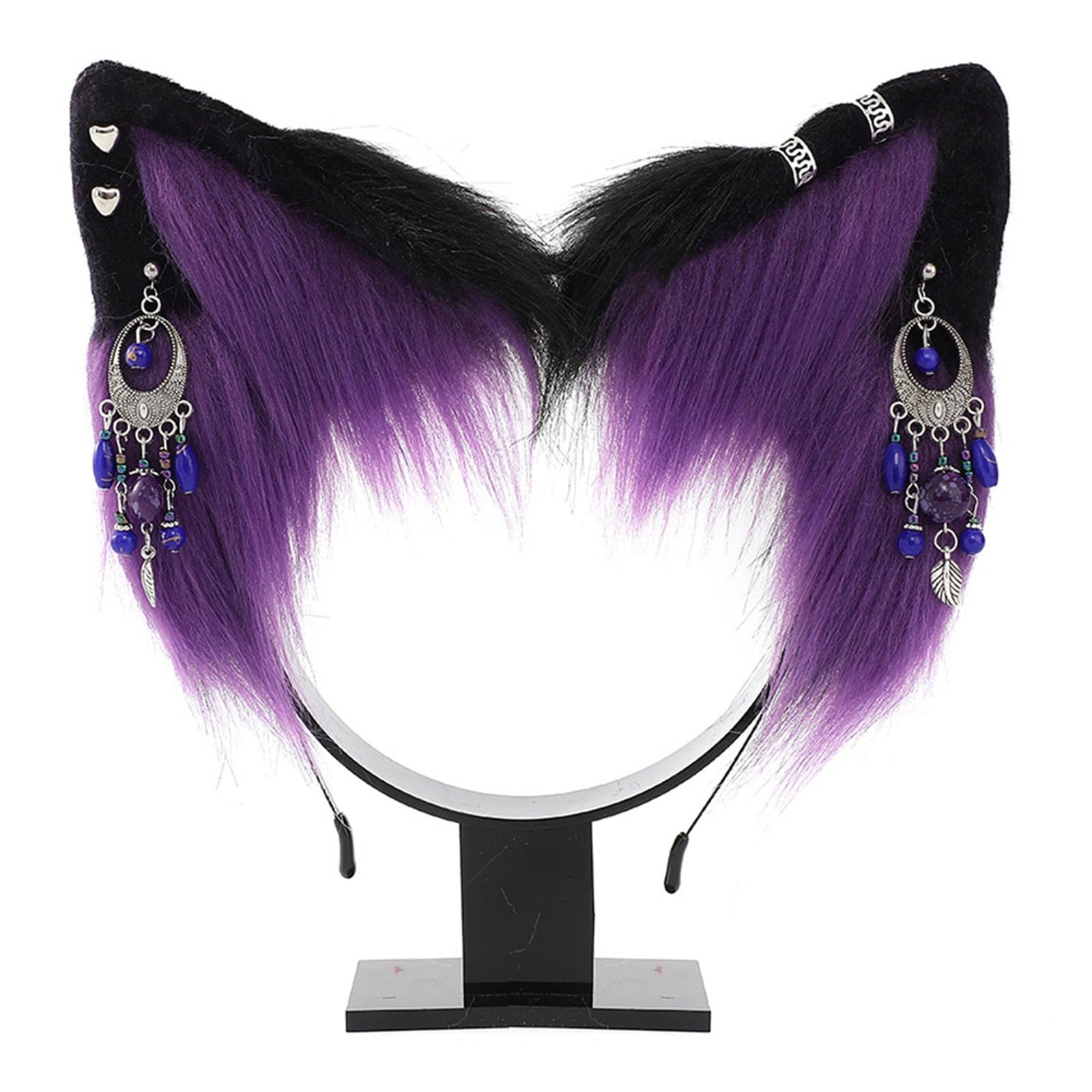 Fentency Cat Ear Headband with Colorful Ear Jewelry Sweet Girls Cosplay Ears Fursuit Masquerade Halloween Cosplay Party