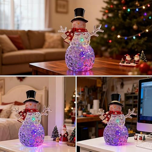 Miniatura 6 de Adornos de muñeco de nieve de Navidad, globos de nieve de Navidad, muñecos de nieve con música LED, decoración de muñeco de nieve de 9 pulgadas para