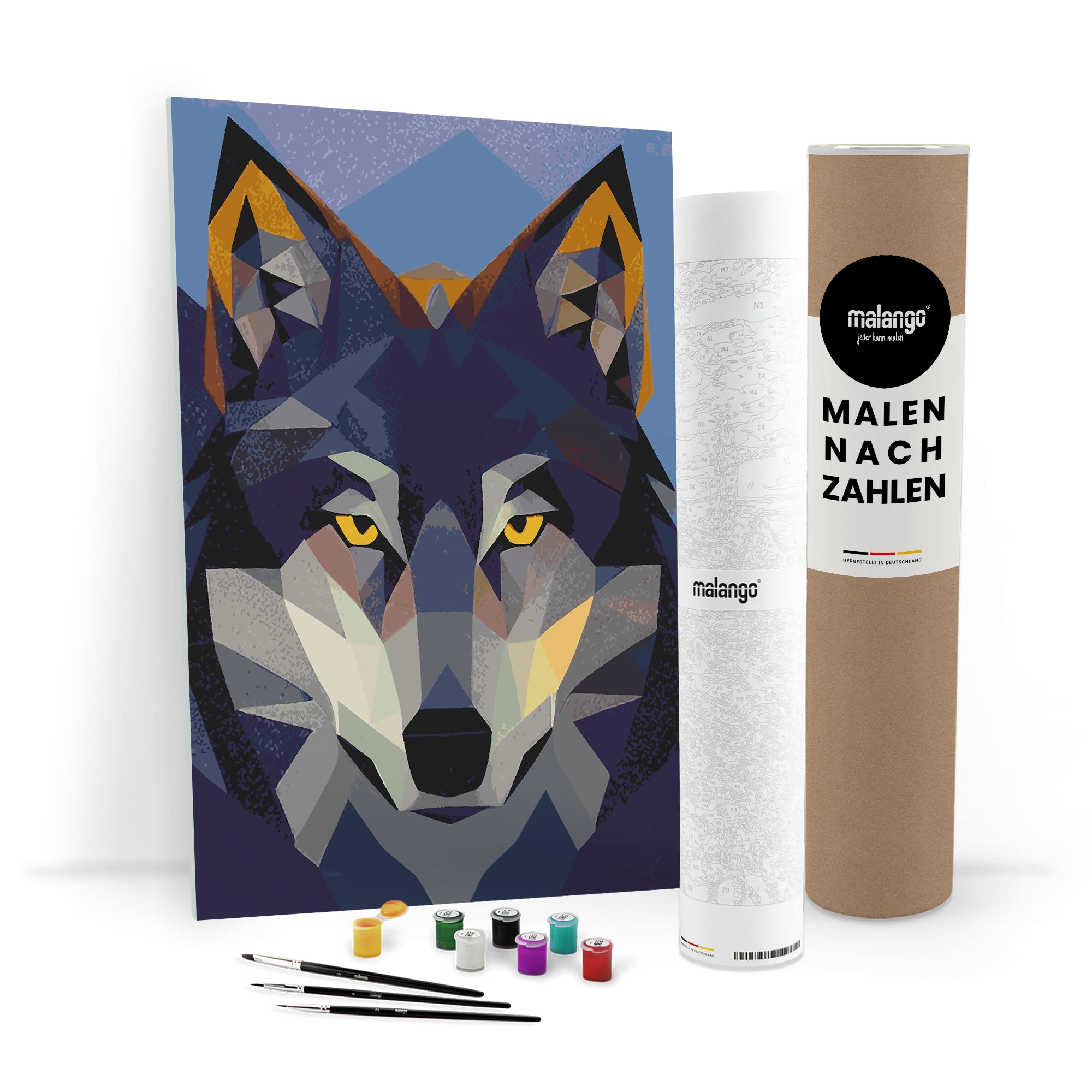 Malen nach Zahlen Erwachsene - Wolf Wodan 90 x 60 cm groß XL Premium-Malset ohne Rahmen, Hergestellt in unserer Produktion in Deutschland, Kreative