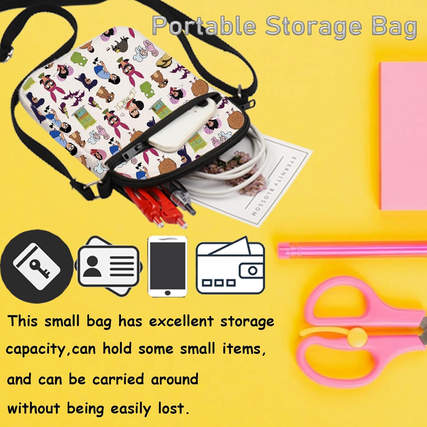 TSOTMO Burger Merch Crossbody Bag Burger Cartoon Gift Bob Fans Burger WDW Bob Family - Image 5