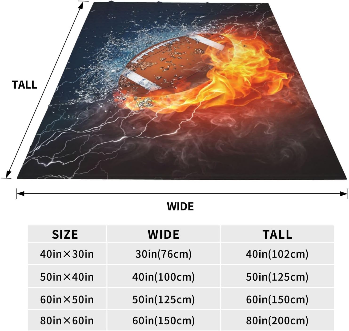 Football Gifts Soft Throw Blanket Plush Fleece Blankets All Seasons for Couch Sofa Bed Room Decor 80"X60"