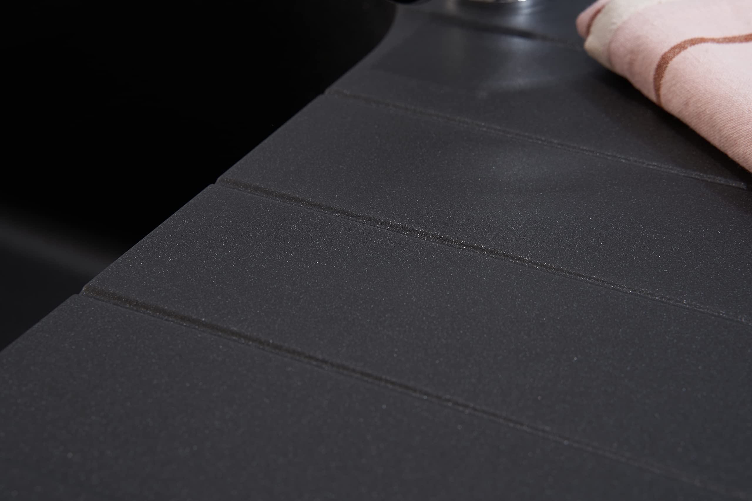 Respekta Lavello da Cucina Orlando in granito color Nero, Lavello da Incasso con 1 vasca, dimensioni 100 x 50 cm, Lavello Adatto per Mobili Sottolavello da 60 cm di Larghezza