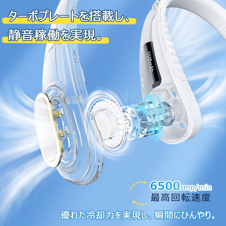 熱中症対策 SAMONIC 首掛け扇風機 ネックファン 5段階風量調節 大風量 Amazon | SAMONIC 首掛け扇風機 ネックファン 5段階風量調節 大風量