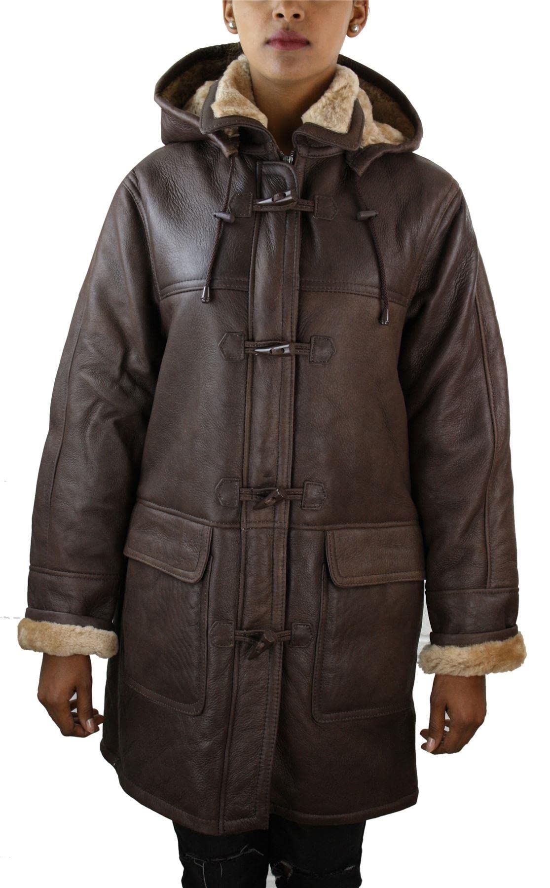 Ladies Real Sheepskin Leather Coat Brown Beige Fur Womens Flying Jacket