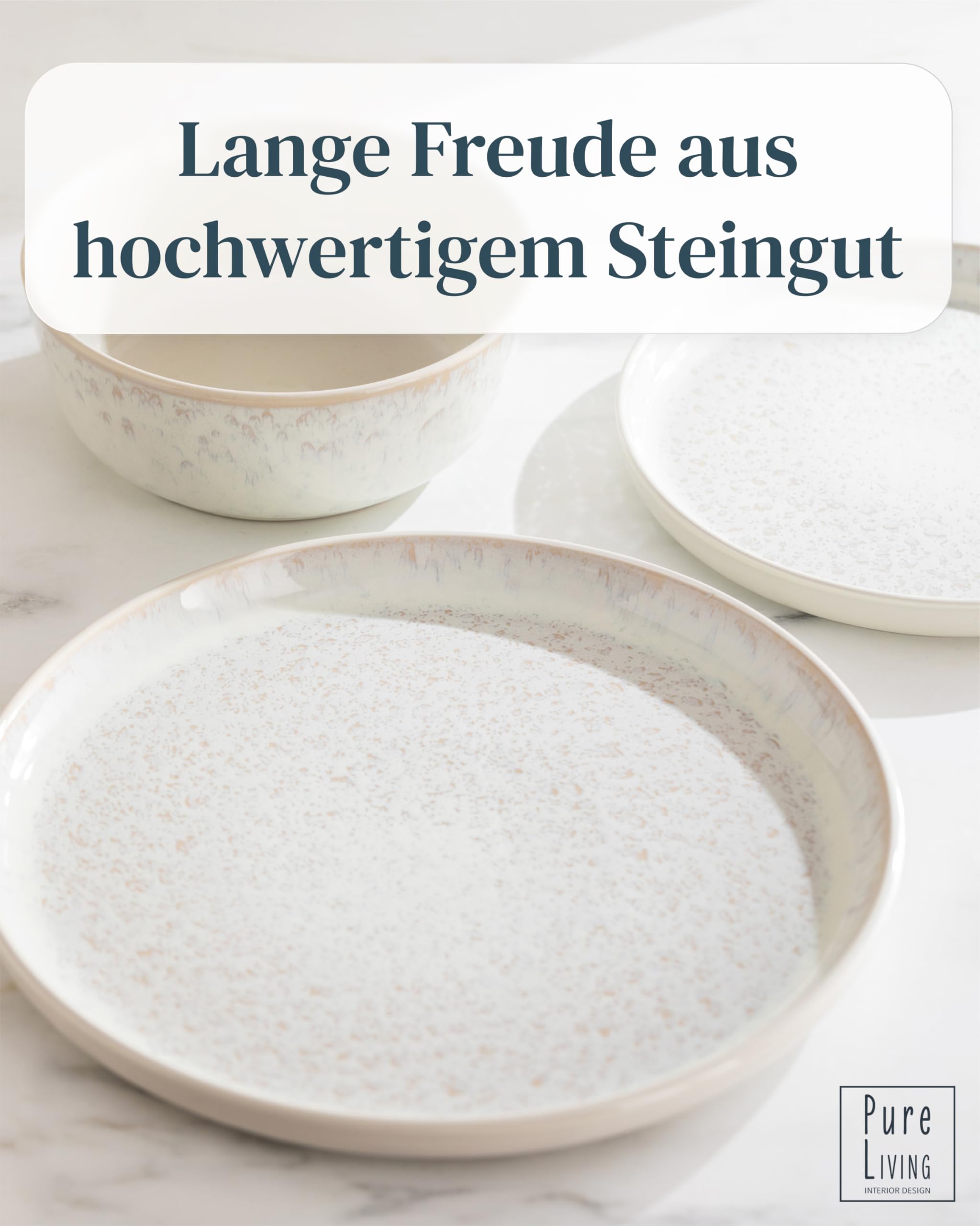 Stone Lain Infinity 12-teiliges Geschirrset Aus Steinzeug – Für 4 Personen, Spülmaschinenfest