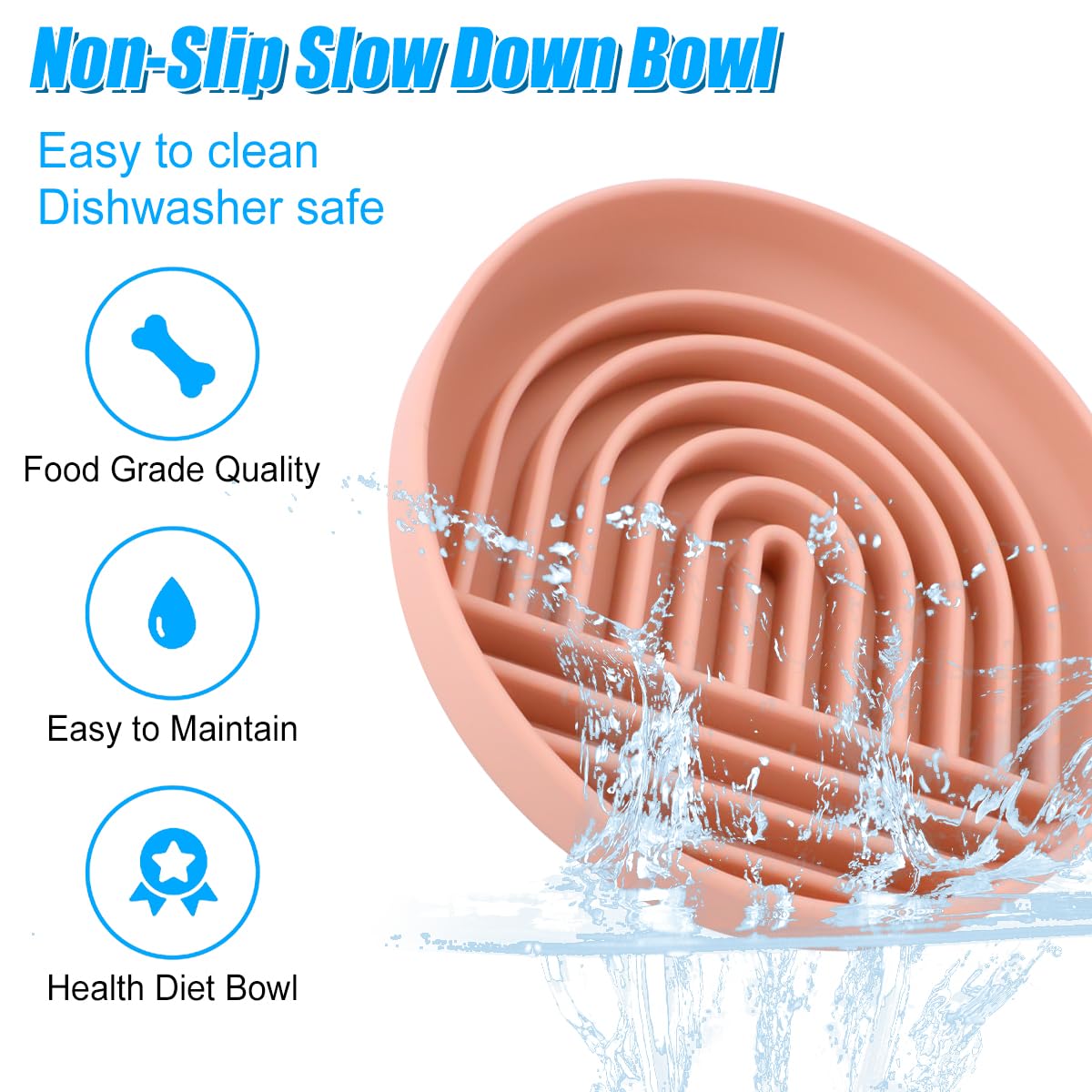 Mobiclinic® pets, Langzaam eetbakje tegen schrokken, Voor honden, Antislip, Spiraalvormig, 19, 5x4, 6x20, 6 cm, Spijsverteringswelzijn, 500 ml