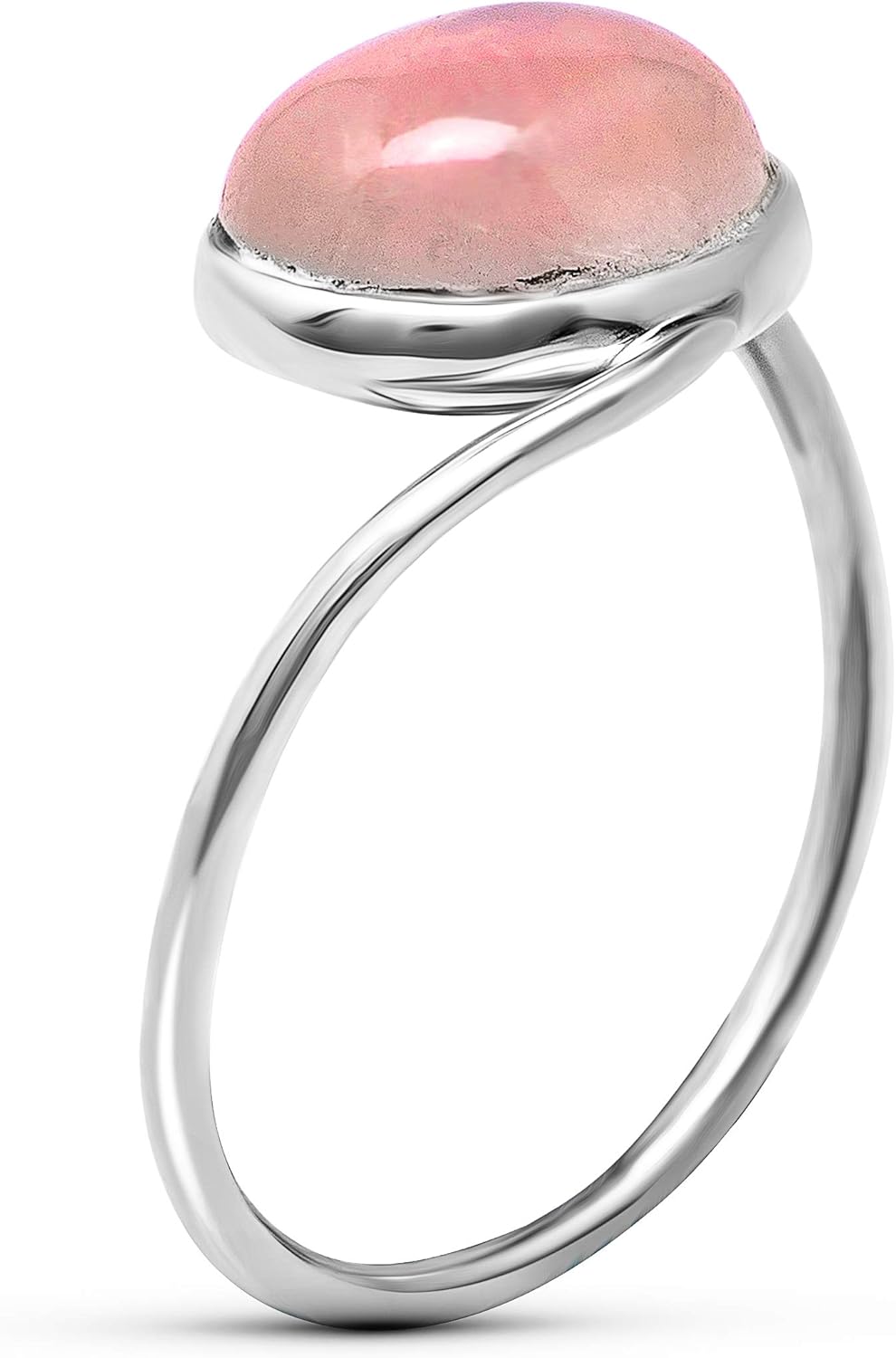 Oval Rose Quartz Delicate Ring 925 Sterling Silver Ethnic Vintage Tribal Gipsy Boho Look - Image 2