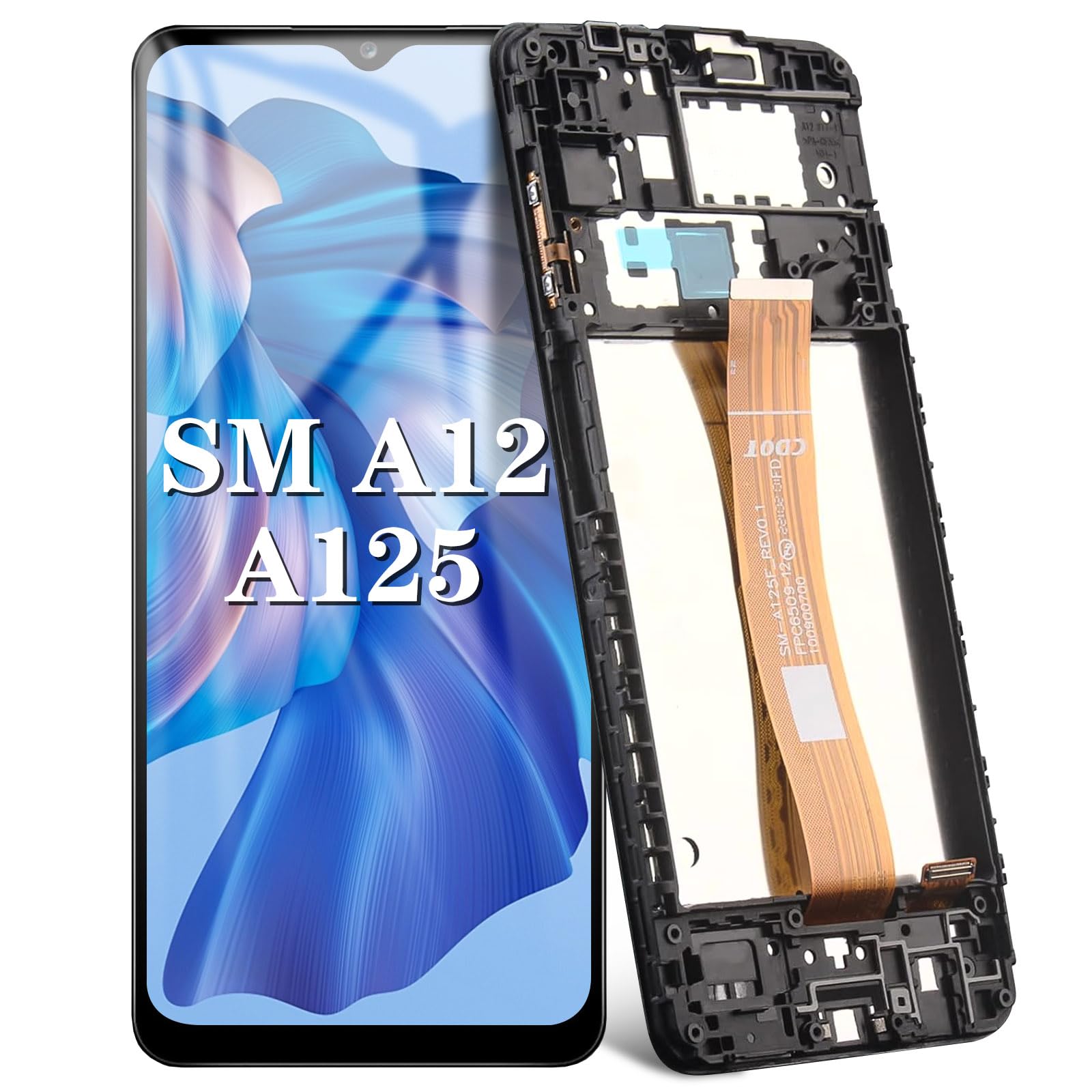 DTD Screen Replacement for Samsung Galaxy A12 SM-A125F 6.5'' LCD Touch Screen Digitizer Full Assembly with Frame Tools