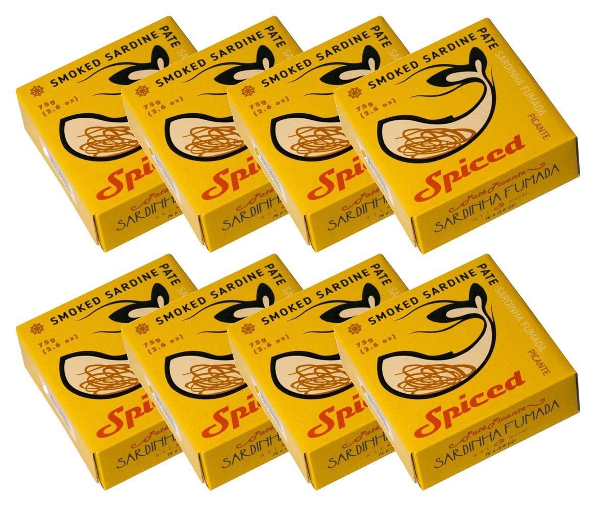 Portuguese Smoked Spiced Sardine Pate | B Vitamins, Omega-3 | Tinned Seafood by Ati Manel | 8 x 75g Cans