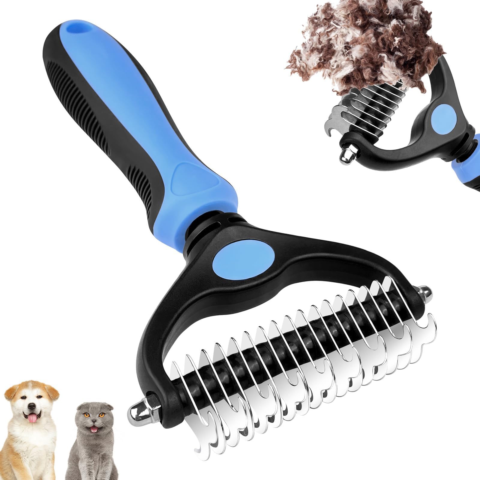 Pet Pro Grooming Tool for Dogs, Dual Sided Pet Grooming Comb, Undercoat Brush for Shedding Pets, Cat Matted Fur Remover, Dog Brushes for Shedding, Regular Coat Maintenance at Home, 17 x 9 cm