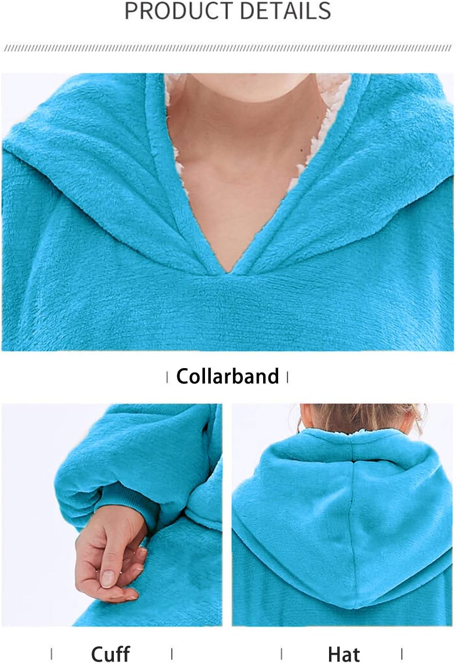 Bedding Dnc Wearable Blanket Super Warm And Cozy Oversized Hoodie Thick Flannel Blanket With Sleeves And Giant Pocket Blue Blanket Hoodie Blanket For Women And Men Home Kitchen