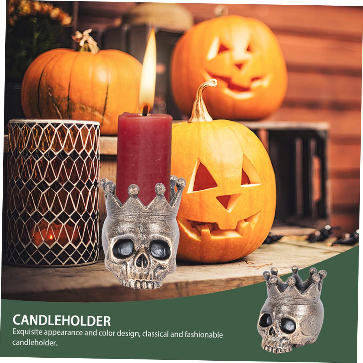 Cabilock 4 Piezas candelabro de Calavera portavelas Halloween Halloween Velas de té candelero Esqueleto sujetavelas portavelas de sobremesa con Forma de Calavera candelabro gótico