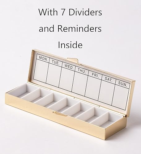 Miniatura 2 de AmyZone - Organizador de píldoras, regalo para papá o padre, semanal de 7 días con recordatorio, pastillero portátil compacto para guardar