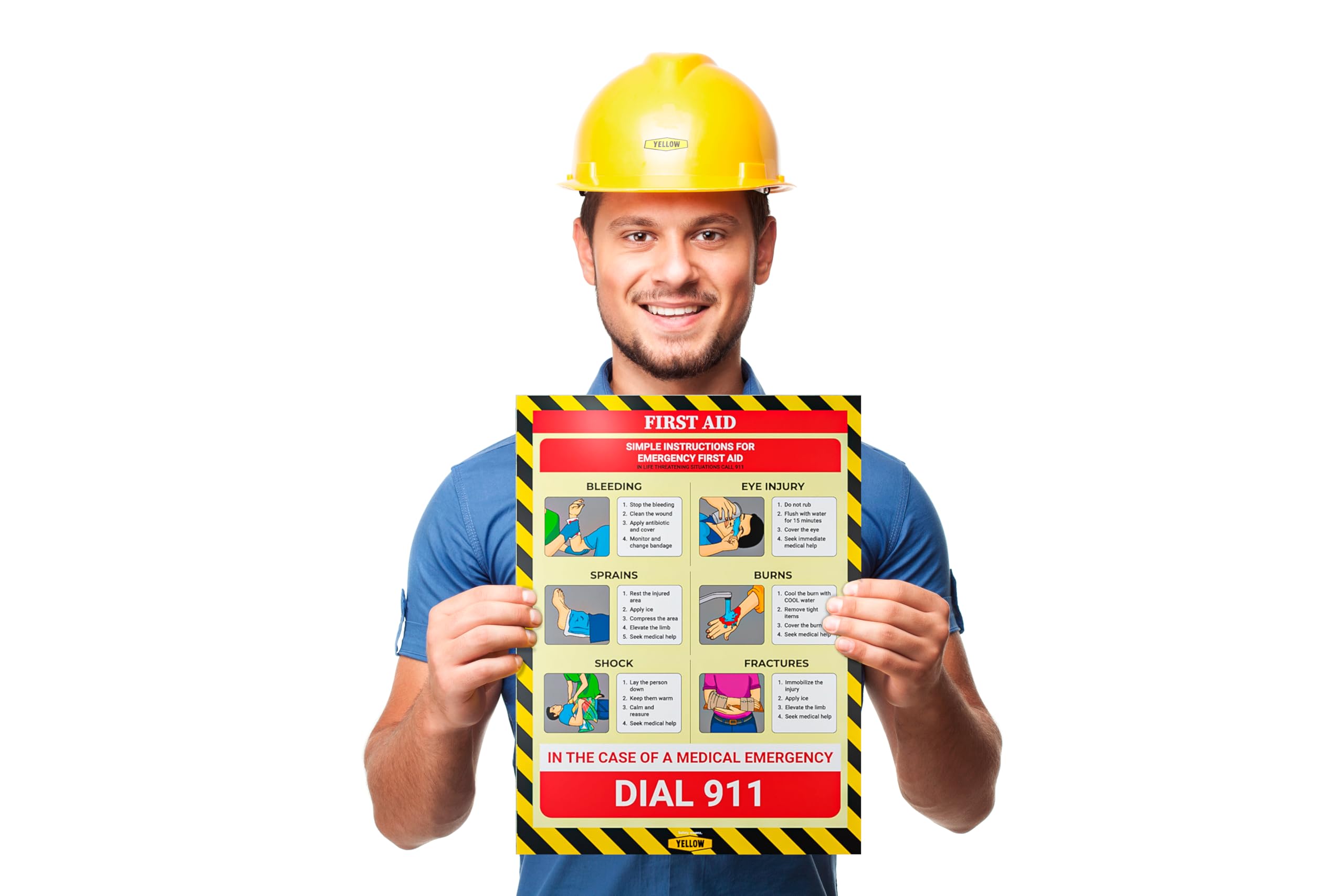 Super 6 Pack Workplace Safety Poster - Non-Lamintated, 12"x16", "Choking", "CPR", "First Aid", "Lift Safely", "Stretch & Flex", and "Fire Extinguisher". — Amazon image 6