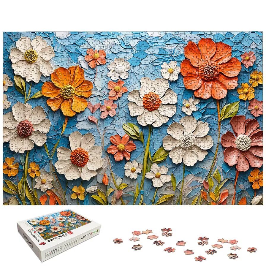 Puzzle 5000 sztuk kwiatów, puzzle drewniane kwiaty dla dorosłych, rozmiar: 156 x 105 cm, puzzle 5000 sztuk dla dorosłych, rodzinne gry edukacyjne, puzzle pomysł na prezent dla kobiet, wystrój domu