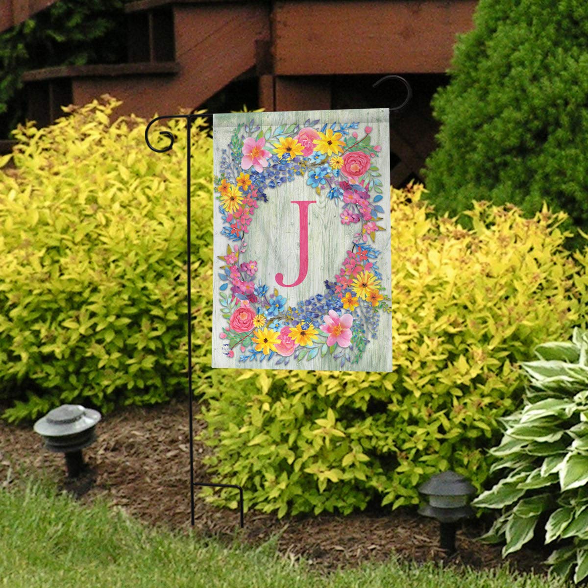 Gartenflagge Frühlings-Monogramm Buchstabe J – 31,8 X 45,7 Cm, Wetterfest, Von Briarwood Lane