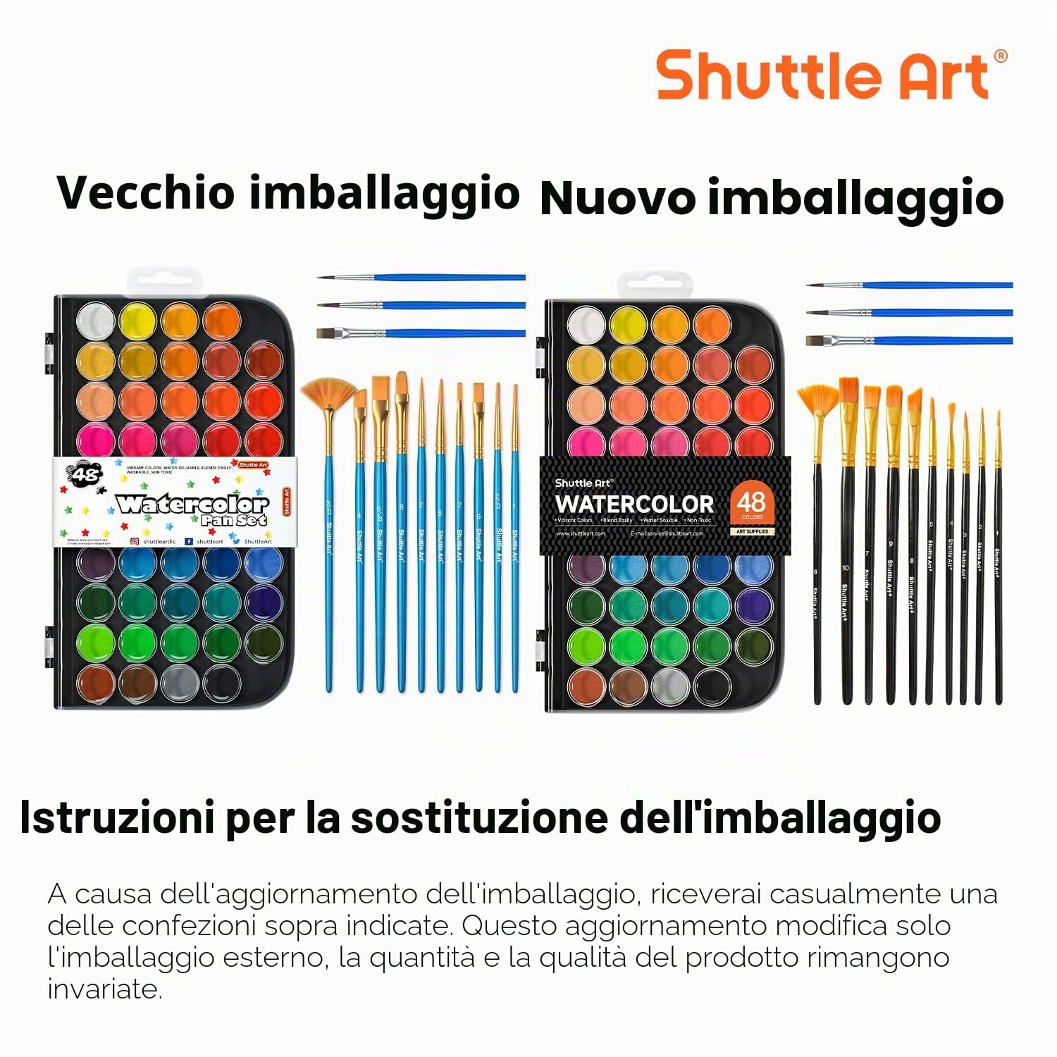 Shuttle Art Acquarelli, 58 pack con 48 Colori Acquerelli e 10 Pennelli ad Acqua, Pittura ad Acquarello per Dinpingere per Adulti, Artisti, Studenti, Bambini, Principianti e Artisti