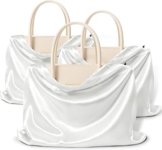3 Pack Silky Dust Bags for Shoes and Purses, Satin Drawstring Bag for HandBags Boots - White Shoe Bag Silk Dust Cover Bag Protector Travel Storage Pouch(23.6 x 19.6 In)