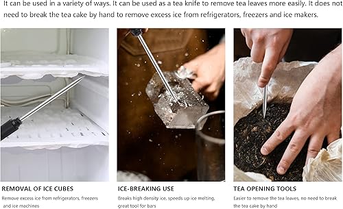 Miniatura 7 de Palillo de hielo con cubierta de seguridad, mango de aleación de aluminio, cuchillo de acero inoxidable con herramienta de púa para romper hielo,