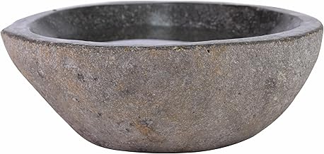Divero Natural Stone Bird Bath - Grey - 23.5 x 9 cm - Polished Interior - Natural Exterior