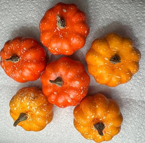 Miniatura 5 de Calabazas artificiales naranjas, decoración de otoño, juego de 6 piezas para Halloween y Acción de Gracias.