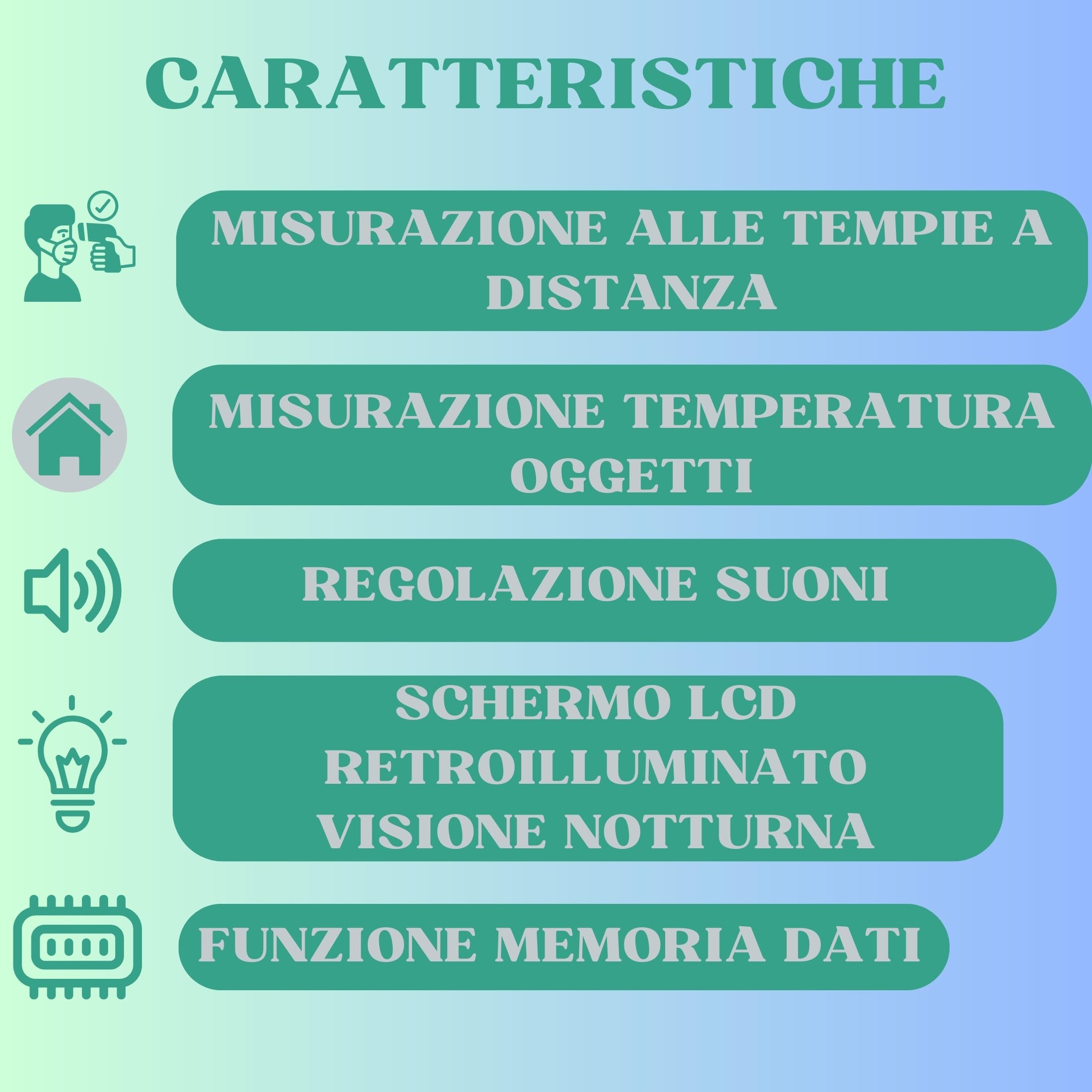 CAMI T-ONE Termometro Febbre Digitale Infrarossi a Distanza - Misuratore Temperatura Laser professionale uso medico-ospedaliero - uso domestico