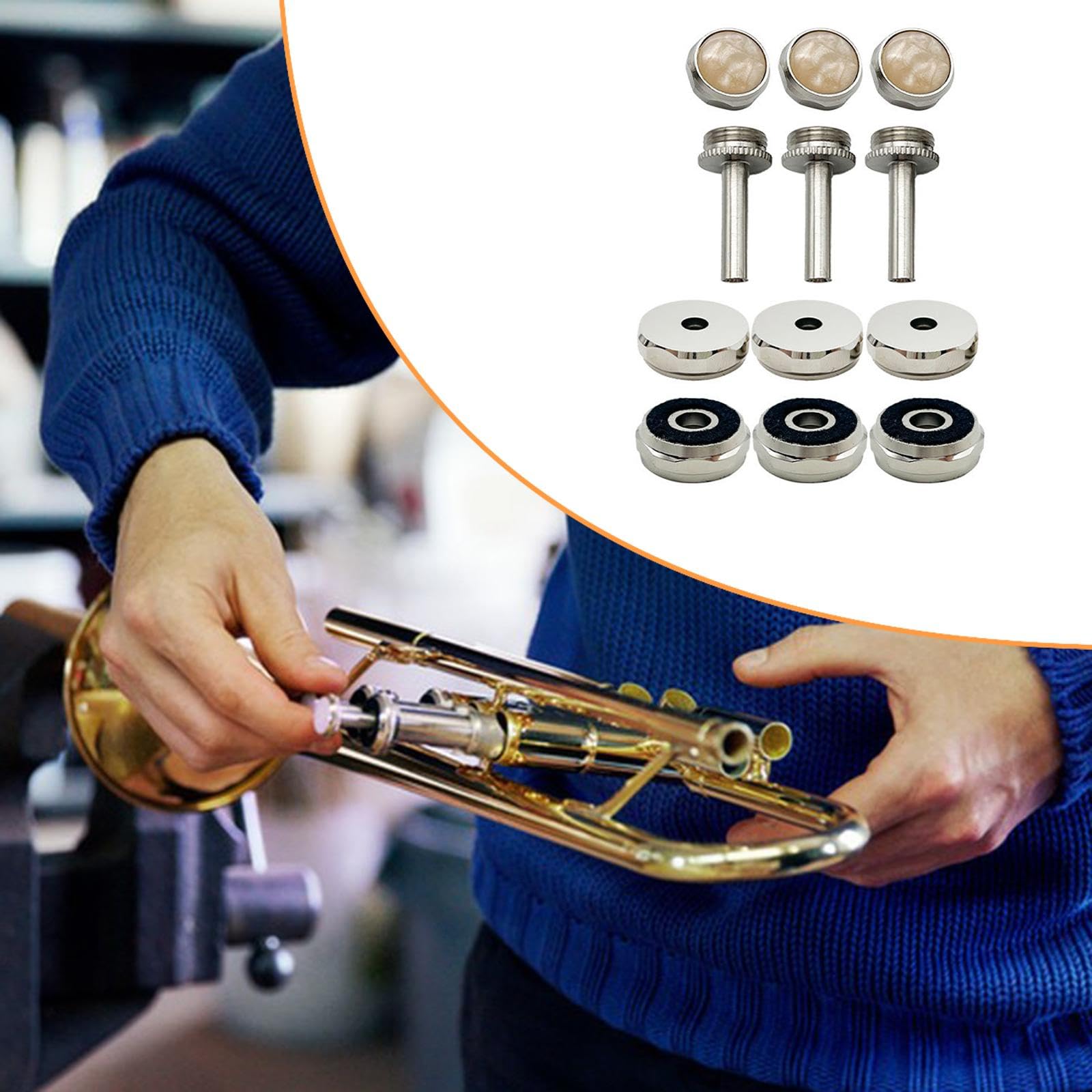 Fenteer Set di cappucci e aste per pulsanti delle valvole della tromba, parti di ricambio per tromba in Sib, forniture per strumenti, trombe tascabili