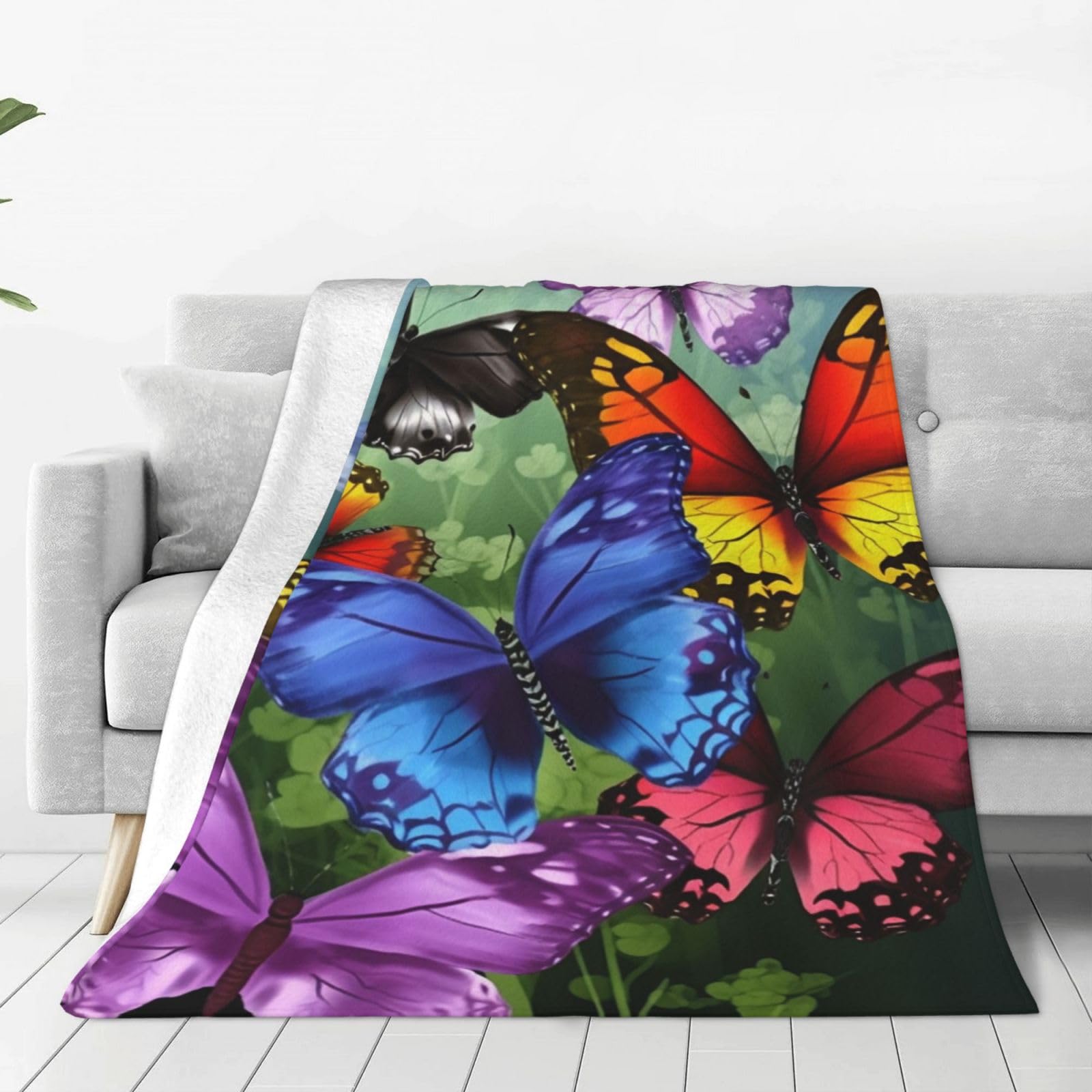 Couverture en micro polaire à motif papillons légers pour toutes les saisons