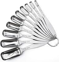 FANGSUN 10-Piece Stainless Steel Narrow Measuring Spoons Set - Long Handle Fits Spice Jars, Engraved Markings, Heavy Duty for Dry & Liquid