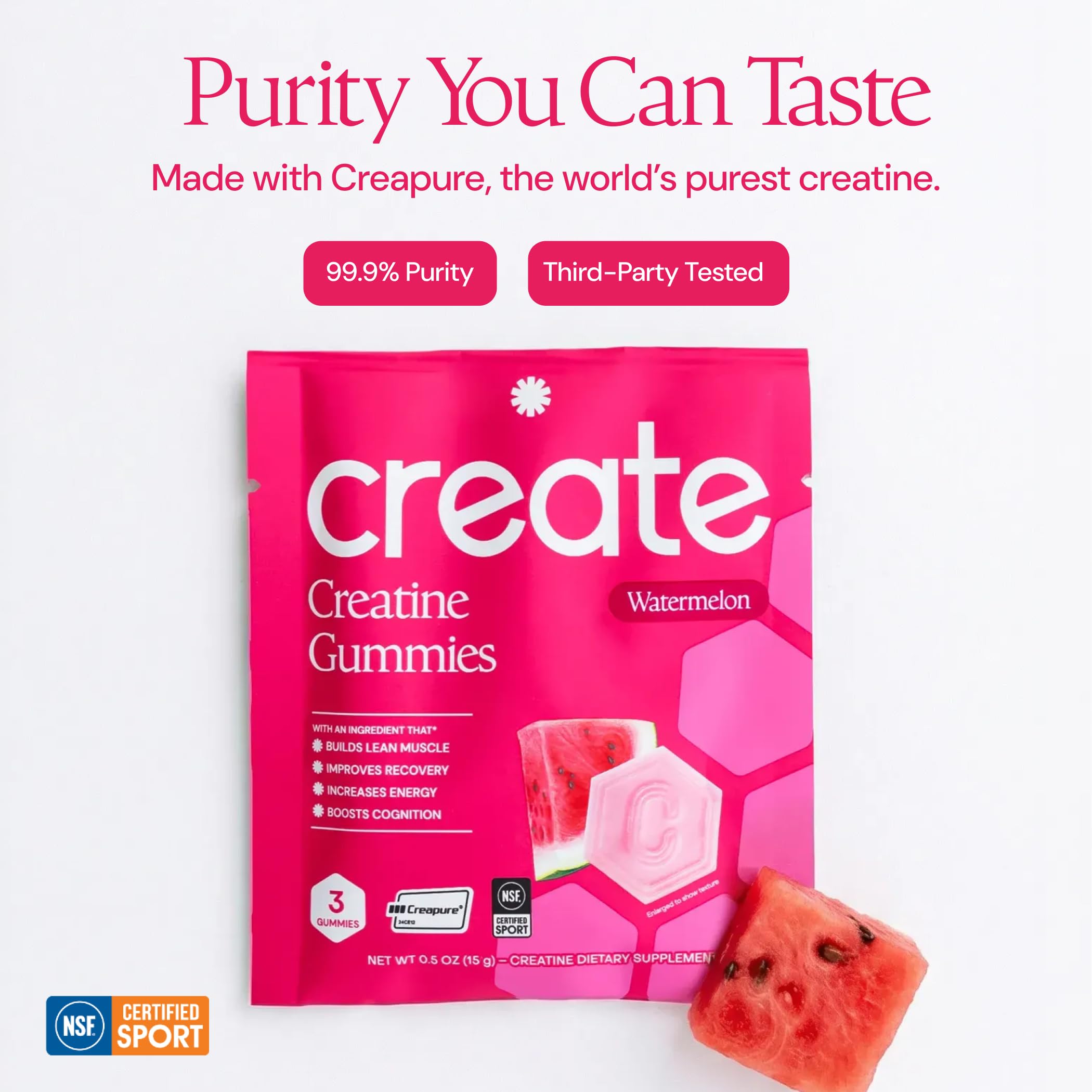 Create Creatine Monohydrate Gummies, 30 Single-Serve Packs, Watermelon — Amazon image 7