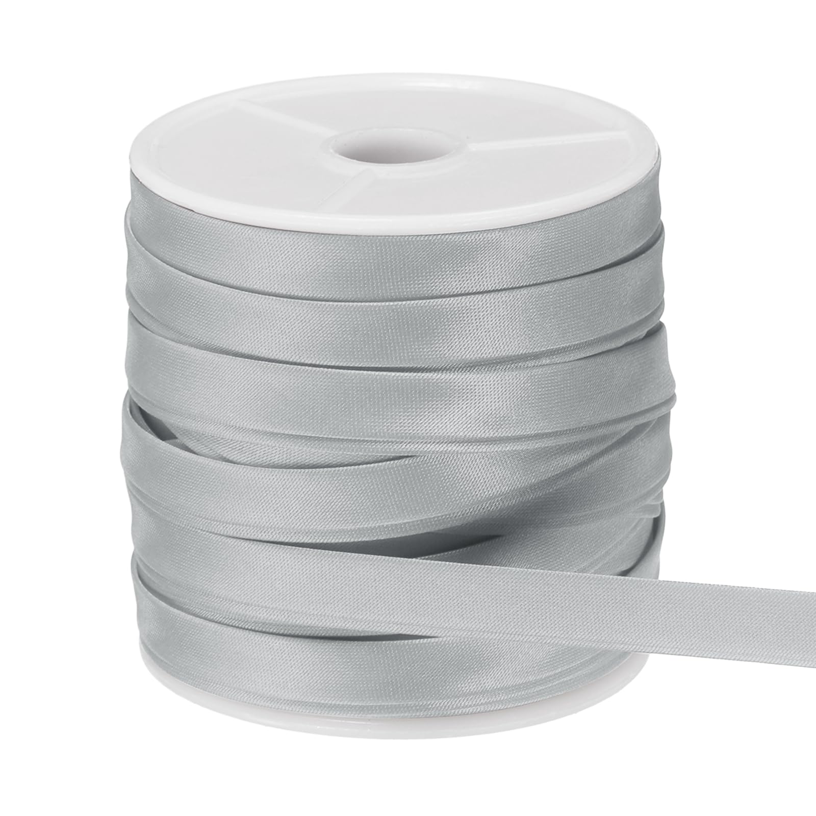 Ruban de biais en satin gris argenté double pli 1,9 cm x 22,9 m pour couture et ourlet
