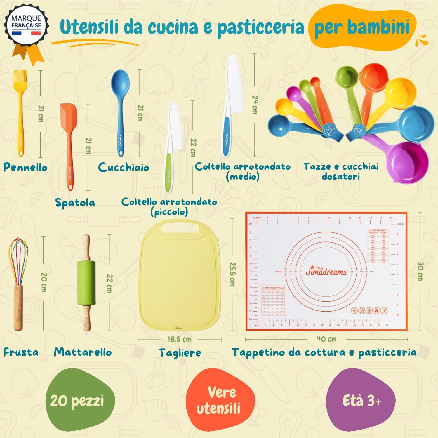 Set Di 3 Coltelli Per Bambini In Plastica – Coltelli Da Cucina Sicuri Con Bordo Seghettato – Per Tagliare Frutta E Verdura – Utensili Da Cucina Per Piccoli Chef
