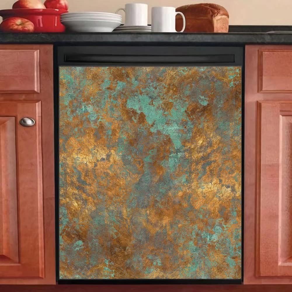 Dishwasher Magnet Cover, Retro Rusty Style Decorative Magnets Refrigerator Wrap Front Door Stickers, Home Appliances Decals 23inch W x 26inch H Diser90-8