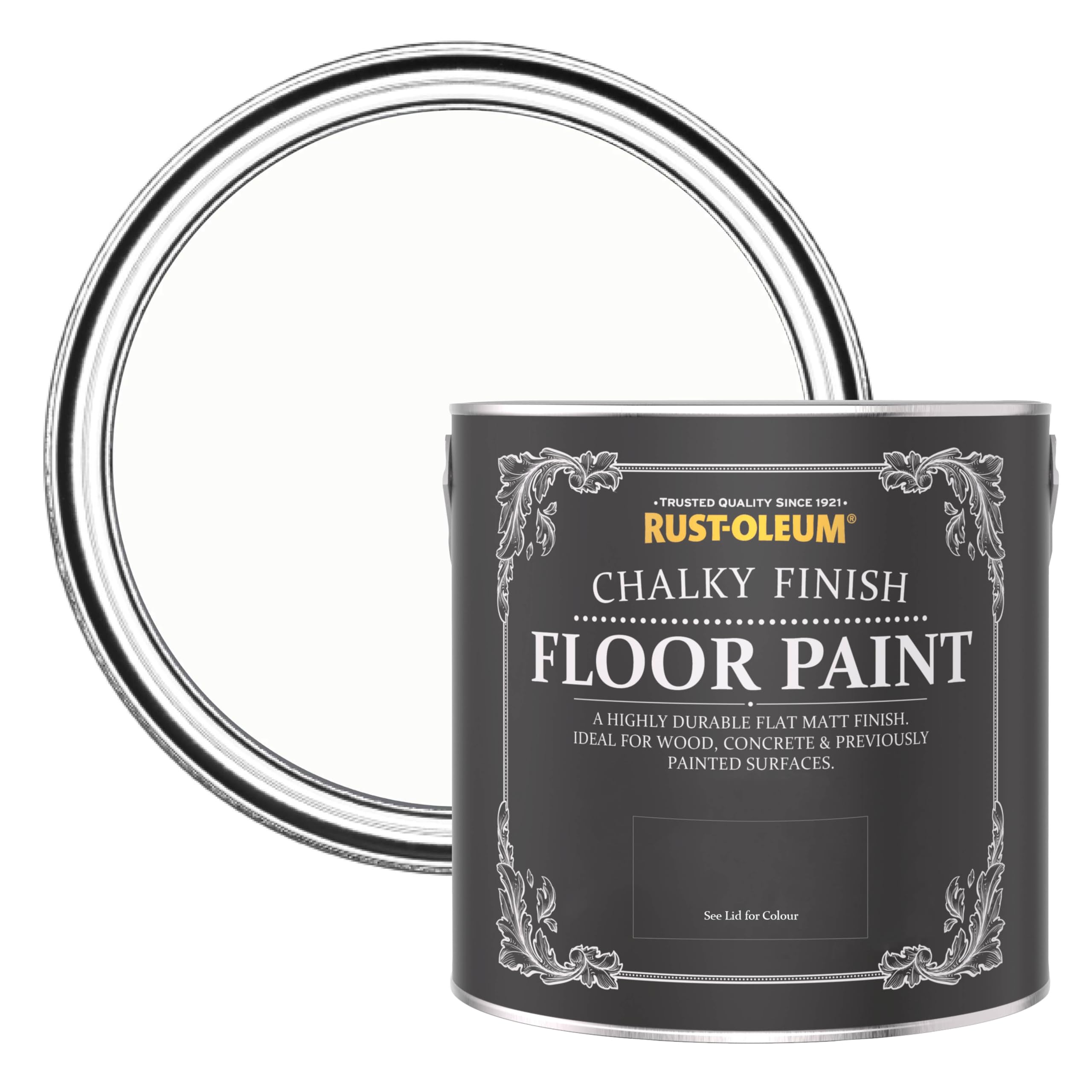 Rust-Oleum White Scratch-Proof Floor Paint in Matt Finish - Chalk White 2.5L