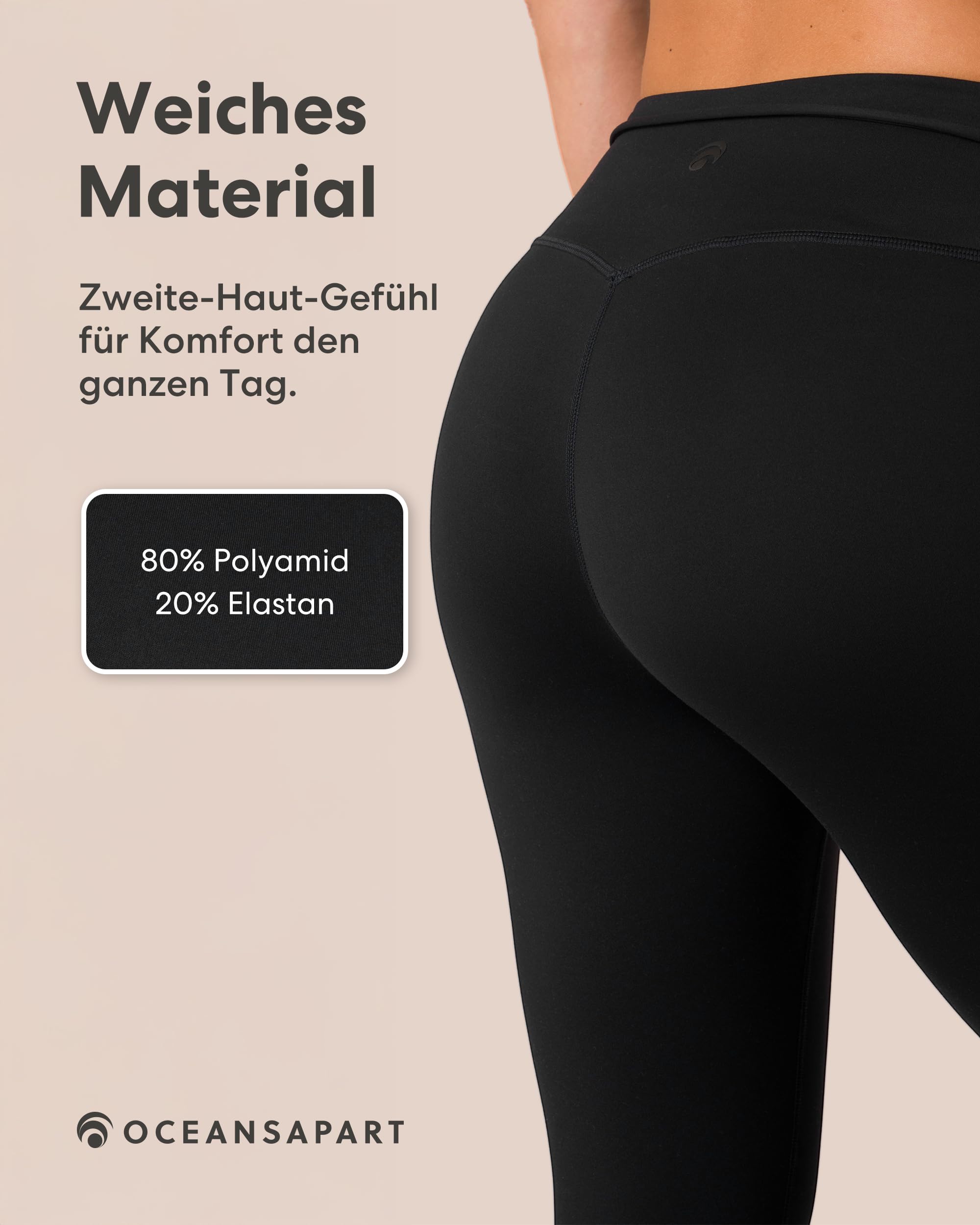 OCEANSAPART Gianna Pant - Sport Leggings Damen High Waist Blickdicht | Bundkordel & Anti-Rutsch Silikonband – Schnelltrocknend & Formgebend – Yogahose & Kompressionshose