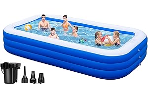 130" Extra Large Inflatable Pool for Adults w/ Pump