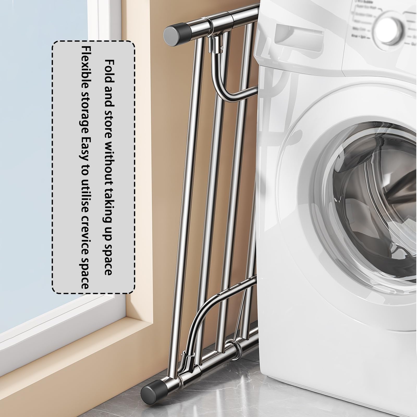 HJXGQJM Wäschetrockner Balkon Heizkörpertrockner Klappbar Hängetrockner Balkonwäschetrockner Ausziehbar Wäscheständer Wandmontage Heizkörper Edelstahl Trockenständer(Grey,60-106cm)