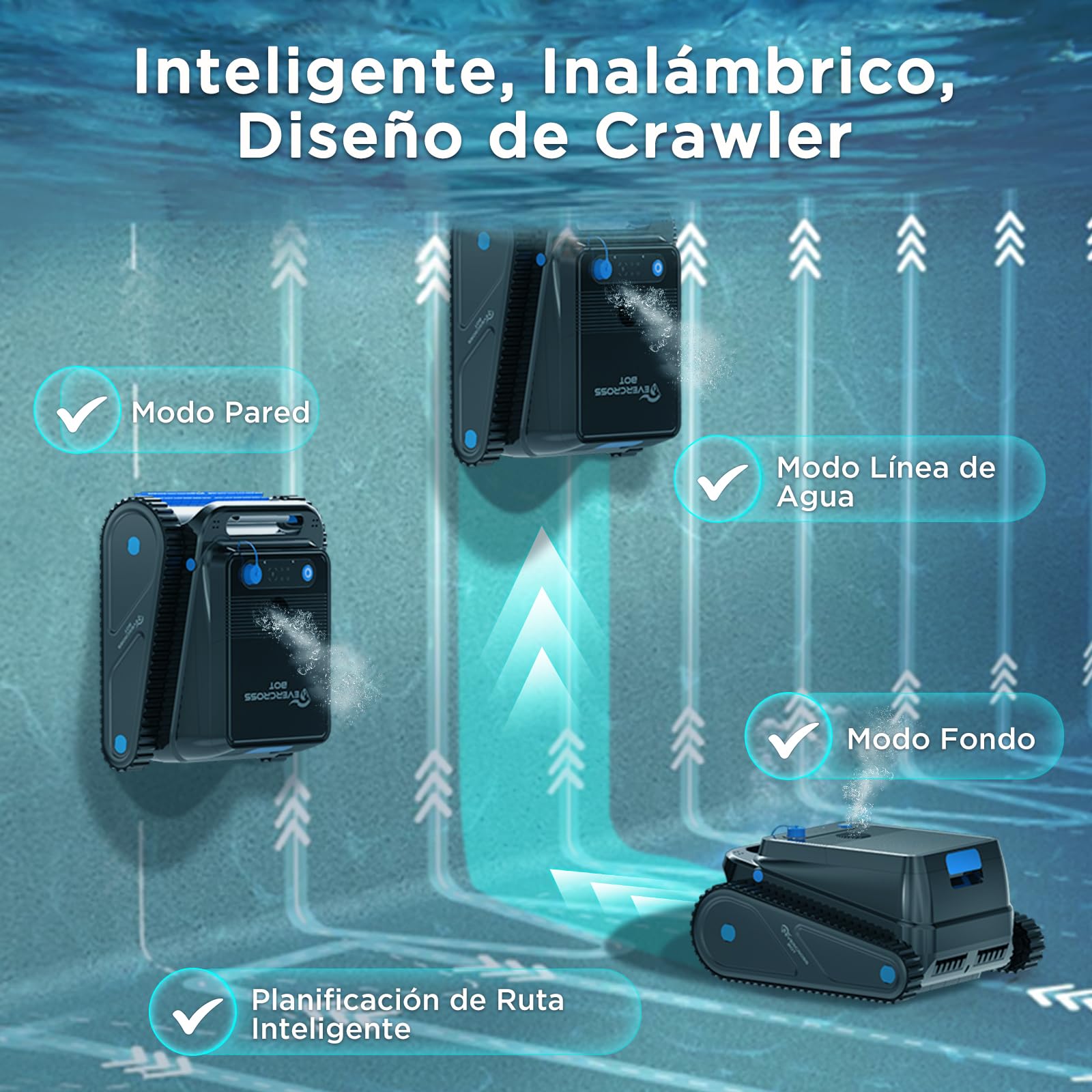 U8 Robot Piscina sin Cable con App, Limpia Fondo, Paredes y Línea de Agua, 120 Min Autonomía, 4 Motores, Navegación Inteligente, hasta 200 m²