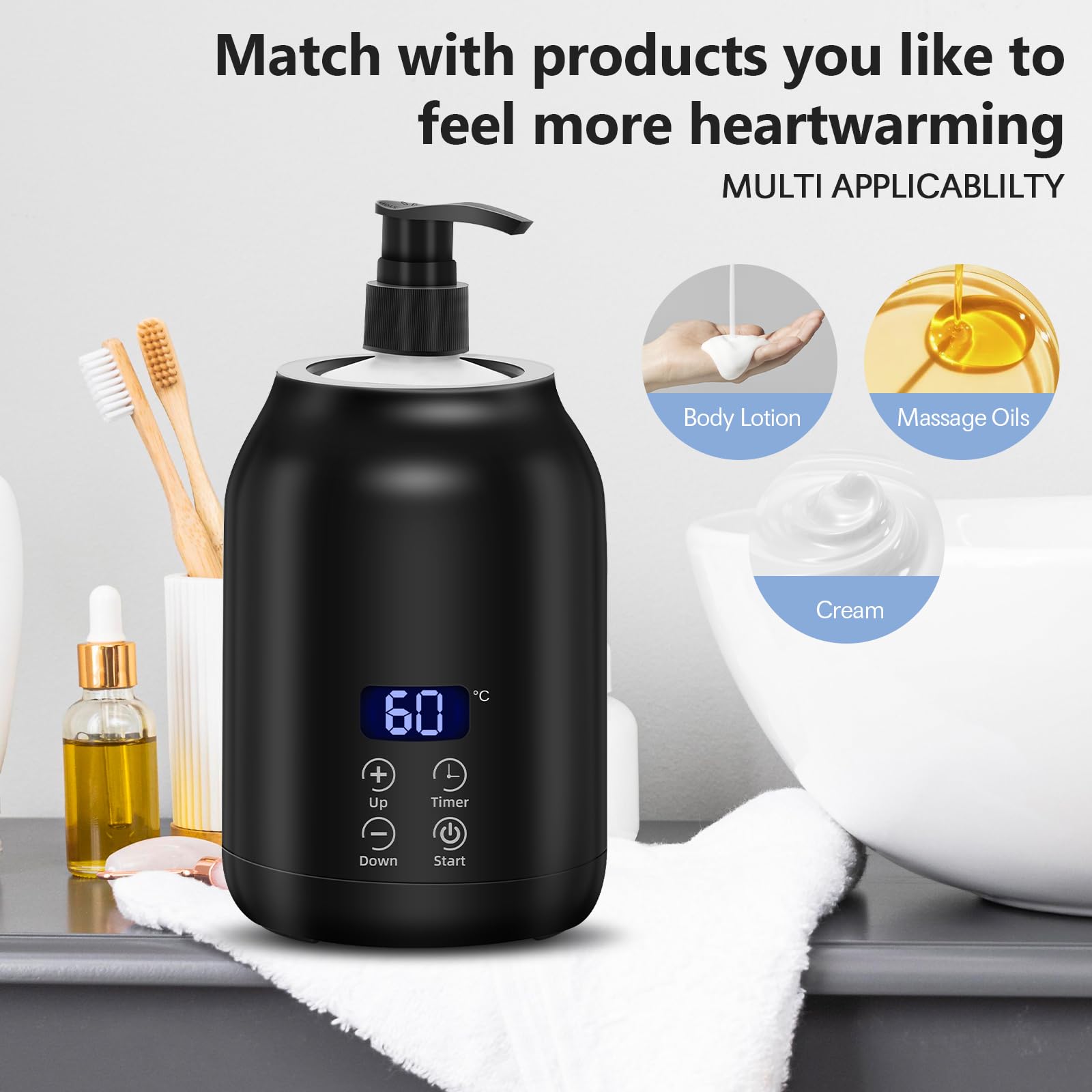 Massageöl Wärmer mit Gesichts-Roller-Set, iklestar Professioneller Massage öl wärmer gerät, Tragbarer Lotion-Flaschen-Spender-Heizung für Zuhause, SPA, Schönheitssalon